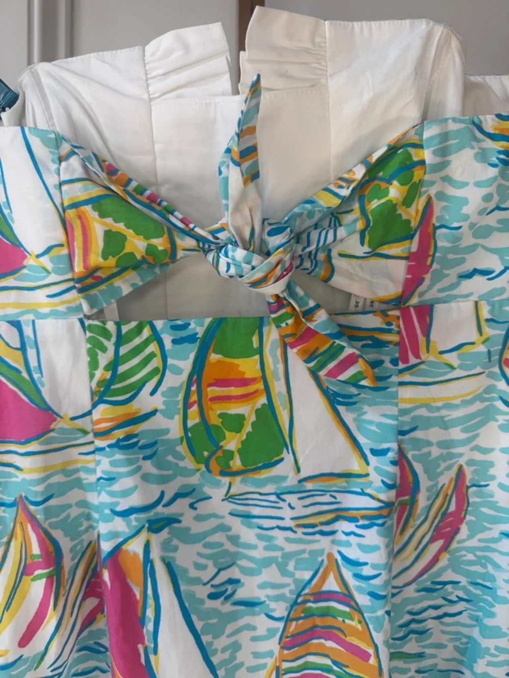 Lilly Pulitzer Size 8 You Gotta Regatta Sailboats Strapless Dress Nautical Pink - Picture 4 of 5